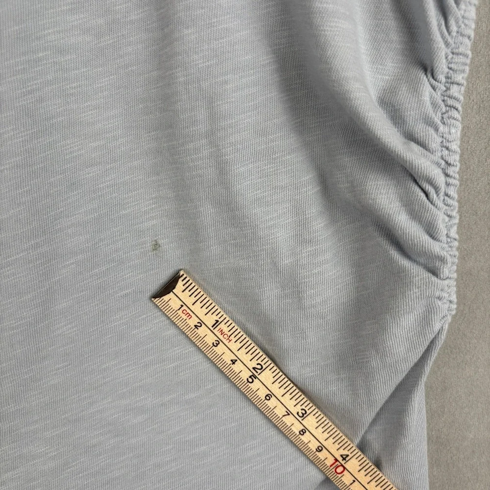 Zara Kids Girls Lt Blue Graphic T-Shirt Ruched Cap Sleeve Positive Vibes 13-14